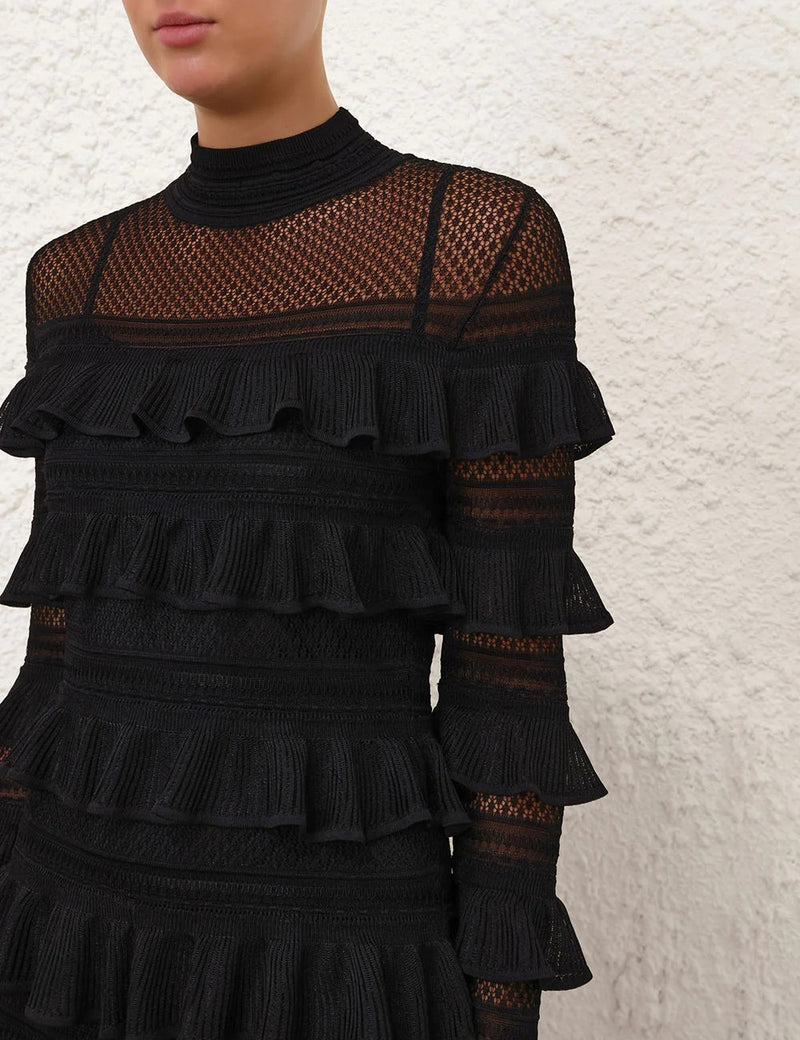Mini Vestido Crush High Neck Frilled