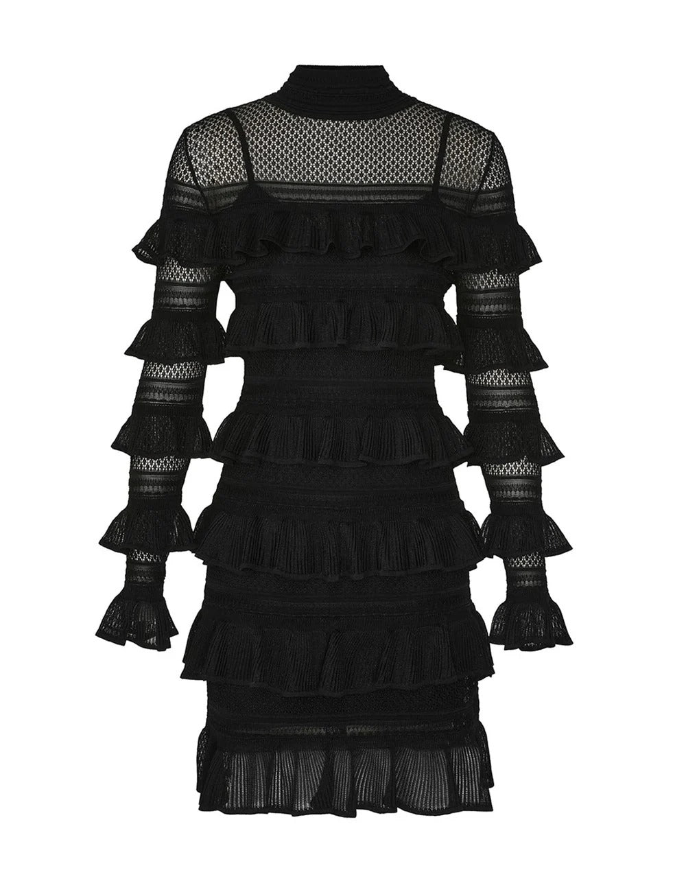 Mini Vestido Crush High Neck Frilled