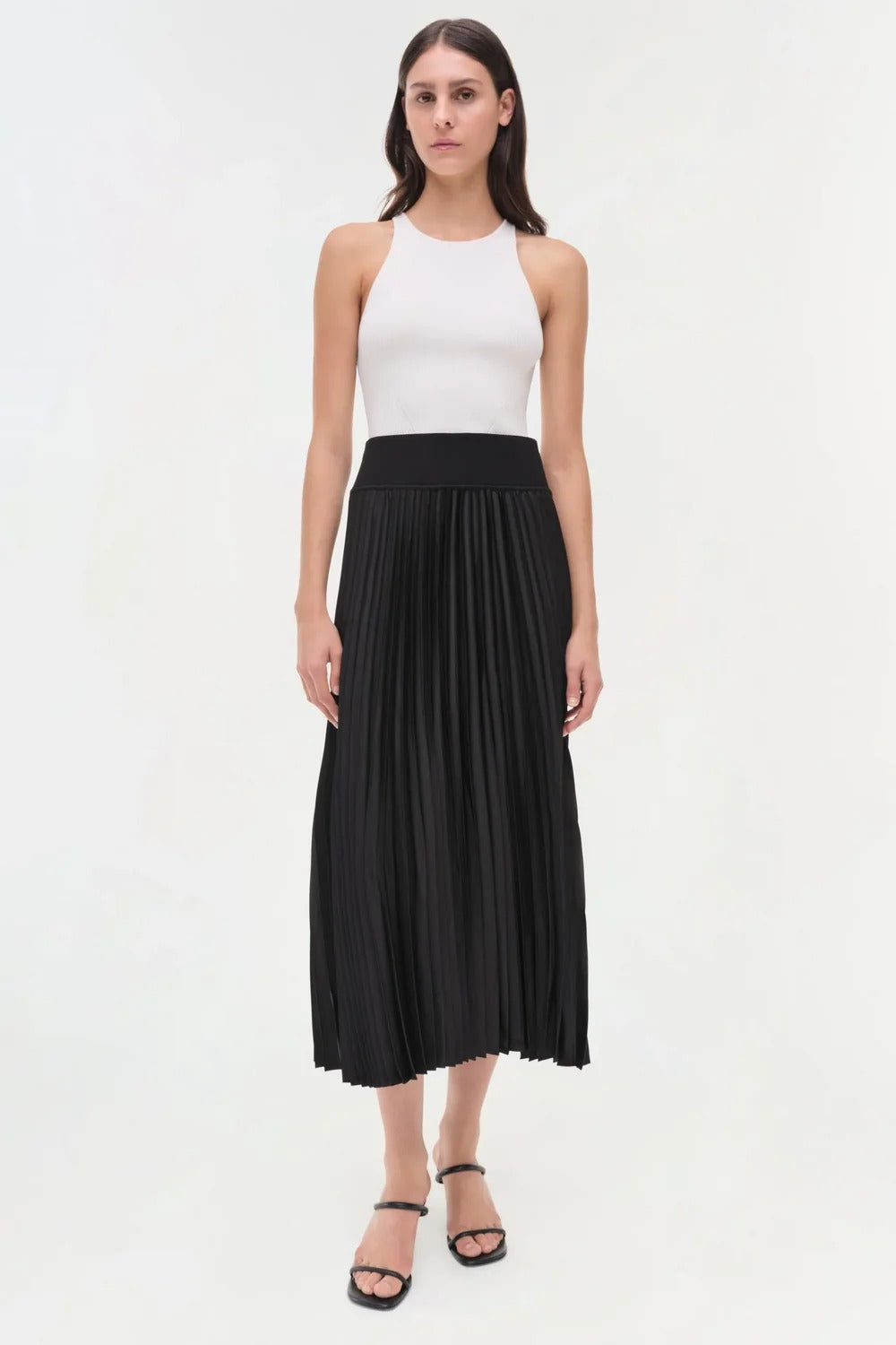 Valor Midi Skirt With Chevron Pleating