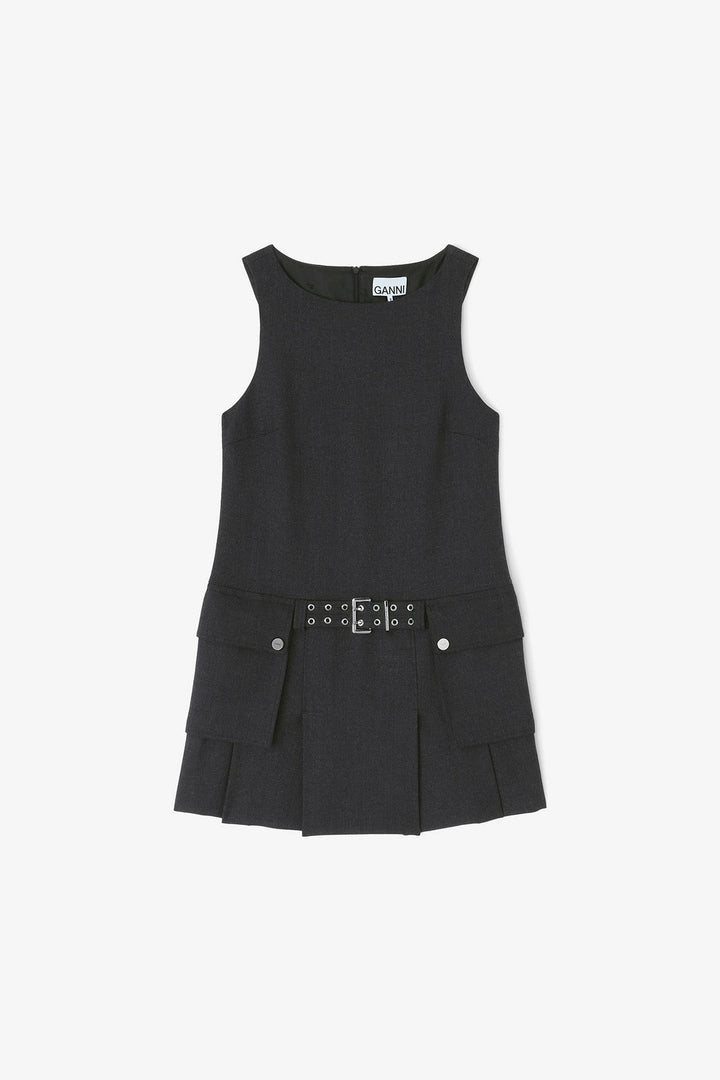Mini Vestido Belted Suiting Wool GANNI MINI VESTIDOS Malva CO