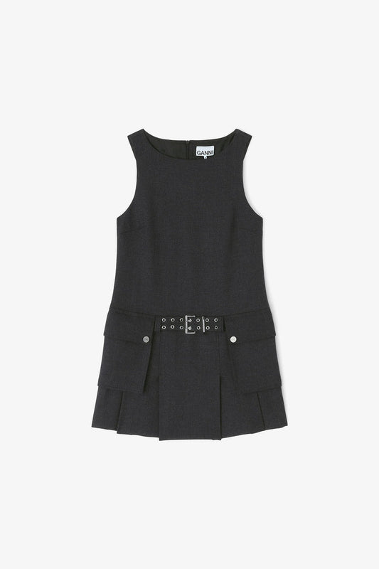 Mini Vestido Belted Suiting Wool GANNI MINI VESTIDOS Malva CO
