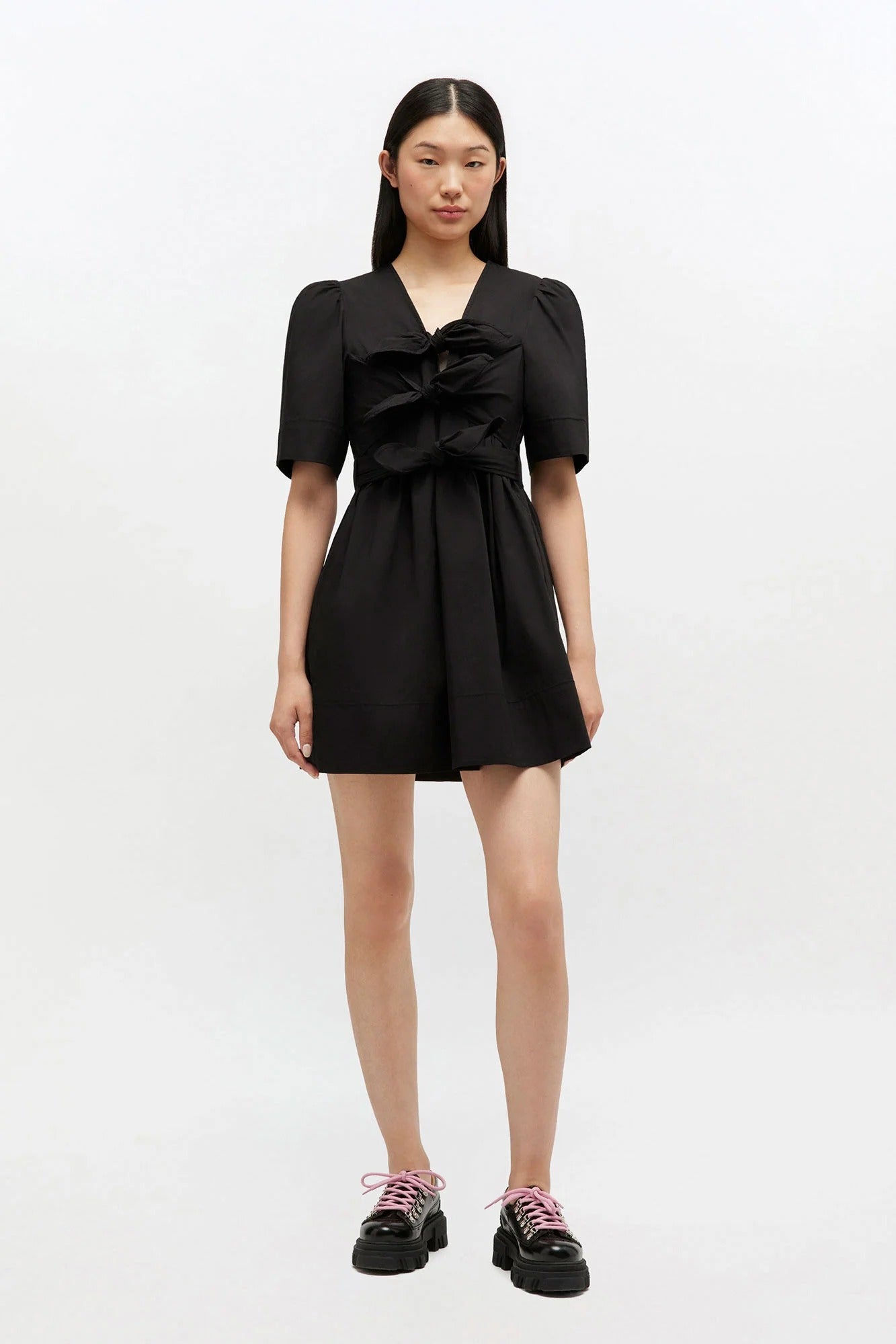 Stretch Cotton Mini Tie Strap Dress