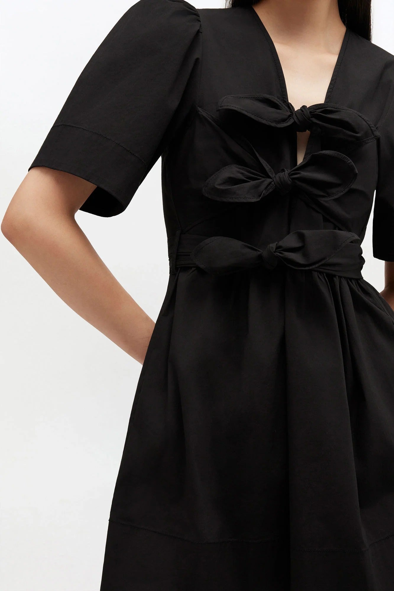 Stretch Cotton Mini Tie Strap Dress