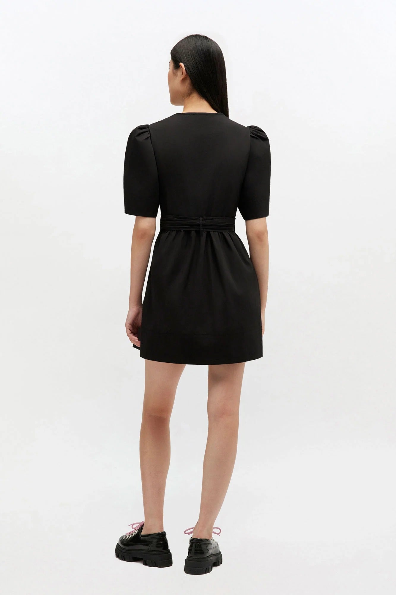 Stretch Cotton Mini Tie Strap Dress