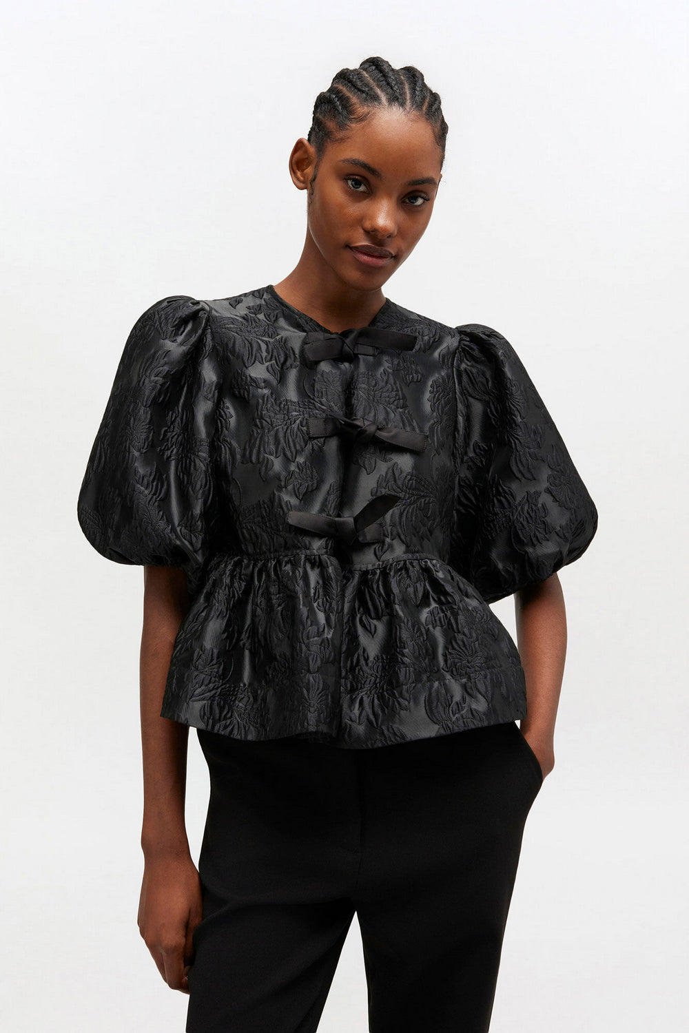 Blusa Satin Cloque Peplum GANNI BLUSAS Malva CO