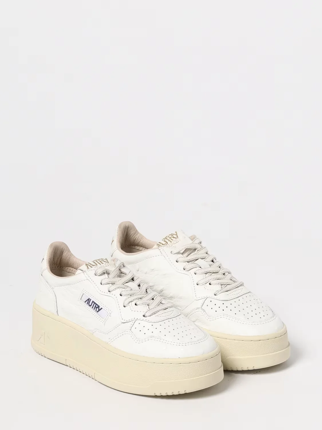 Platform Low Wom Leat Ostry White