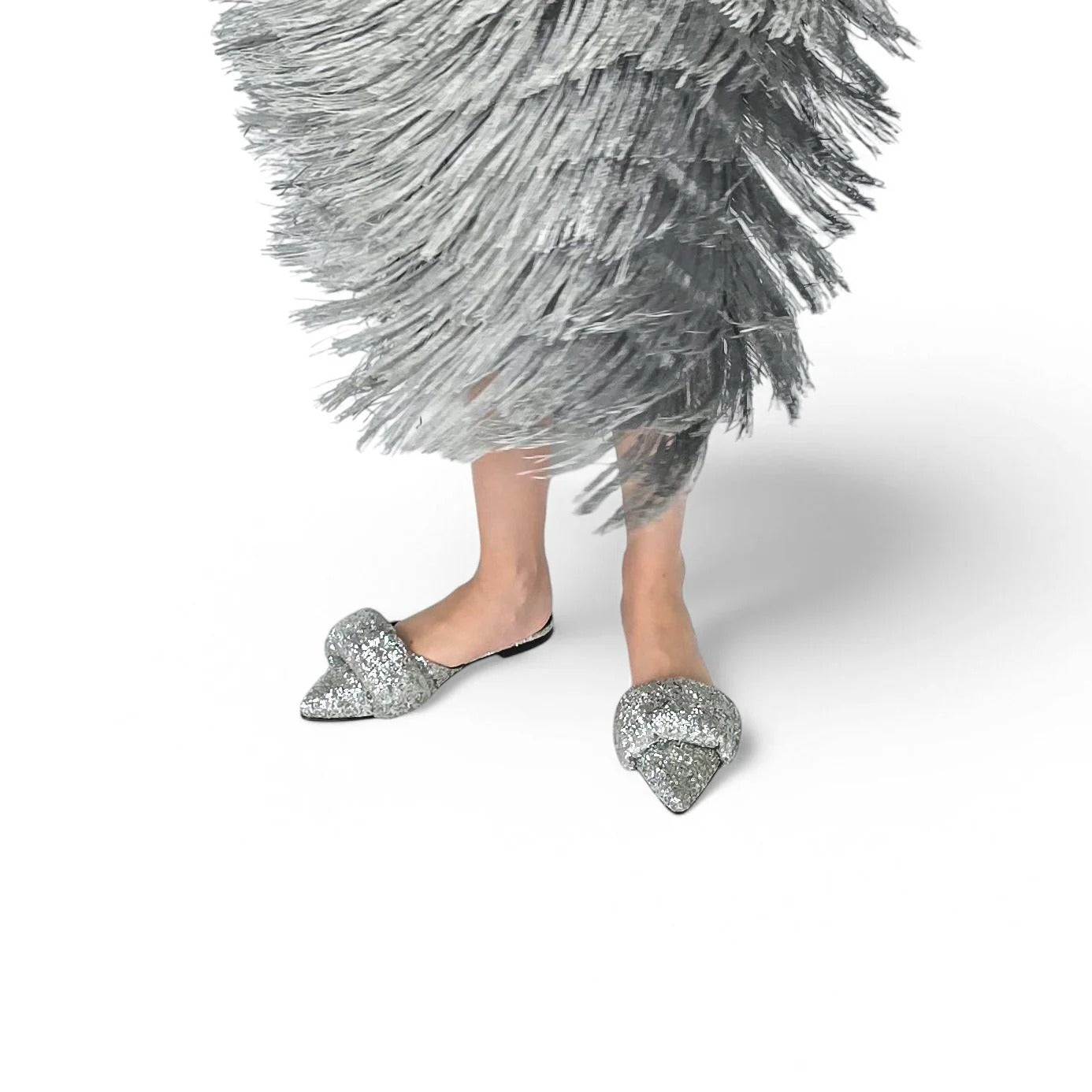 Calzado Bailarinas Glitter Plata