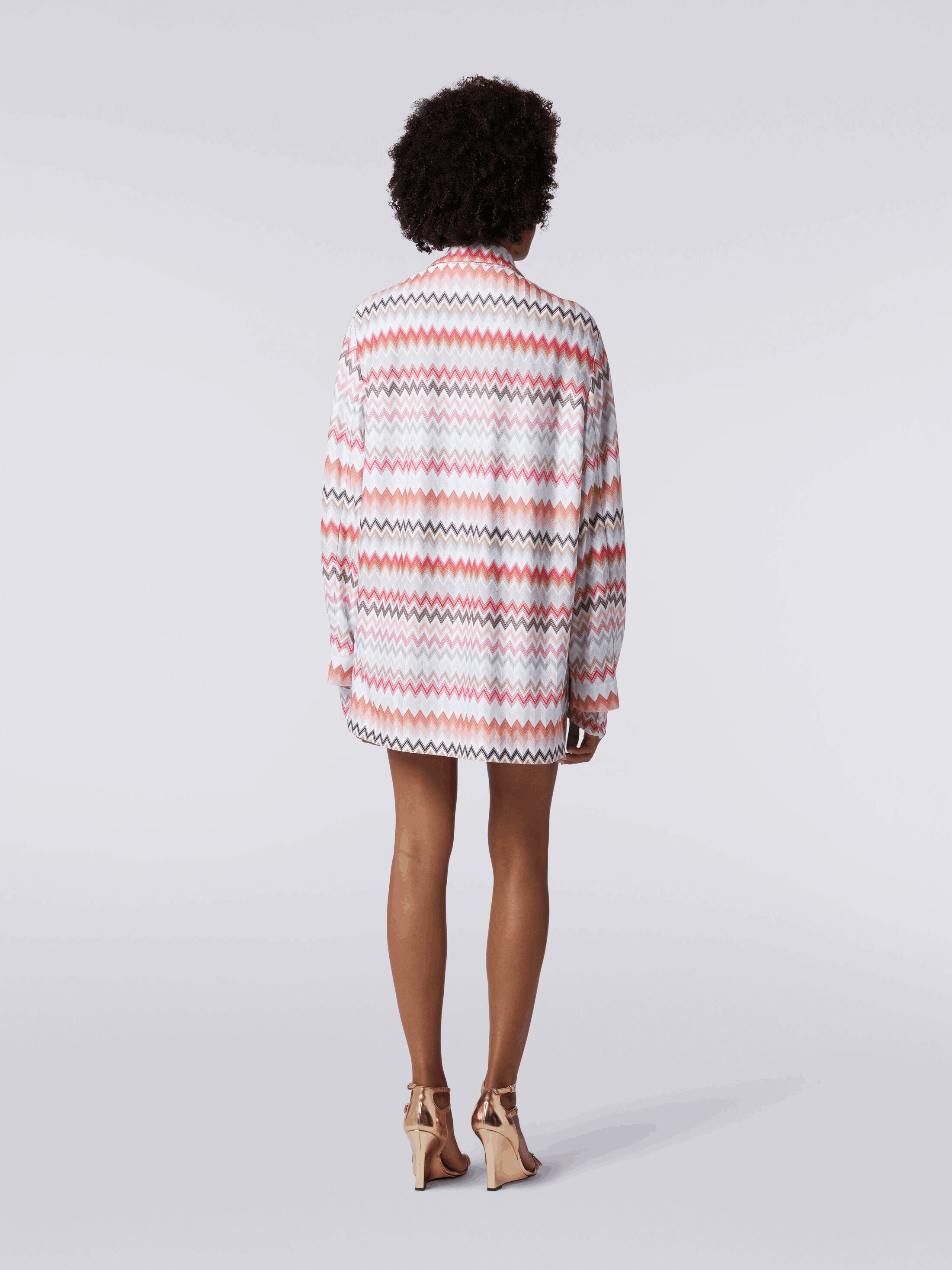 Blazer  De Algodón y Viscosa Estampado Zigzag