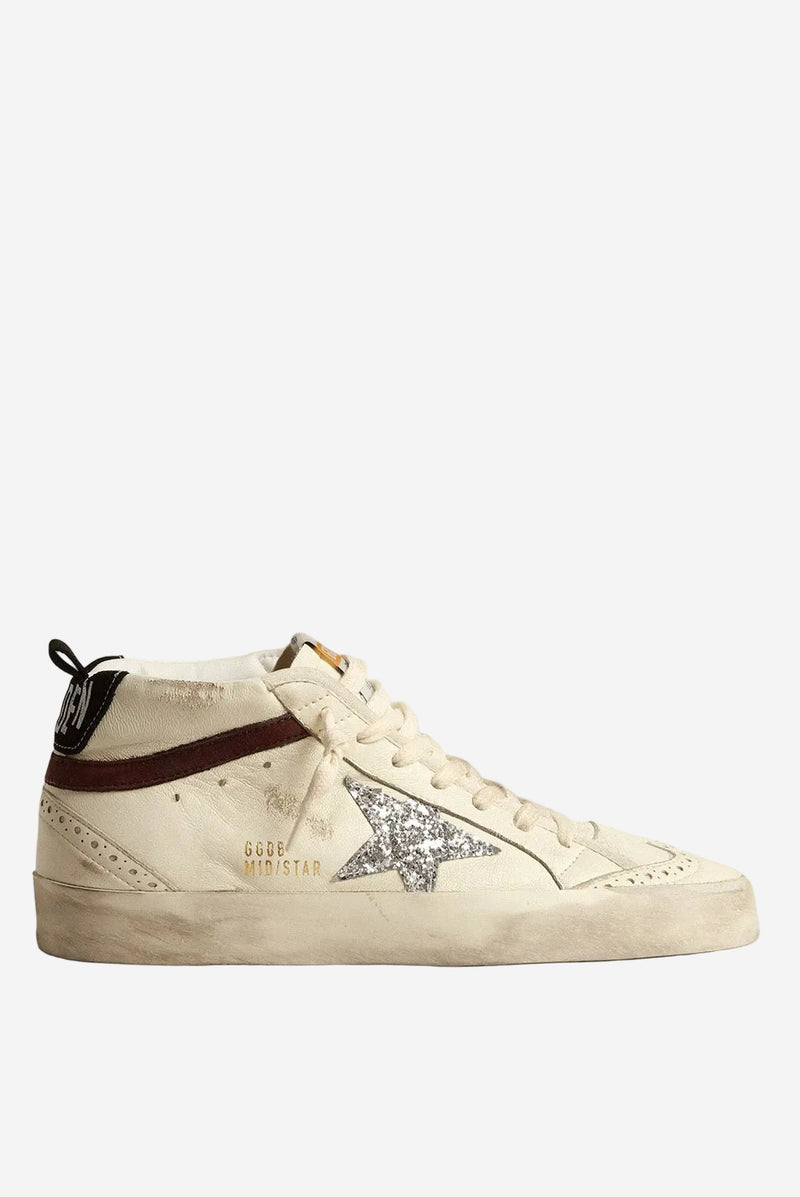Tenis Golden Goose Mid Star Nappa Leather Glitter Mujer