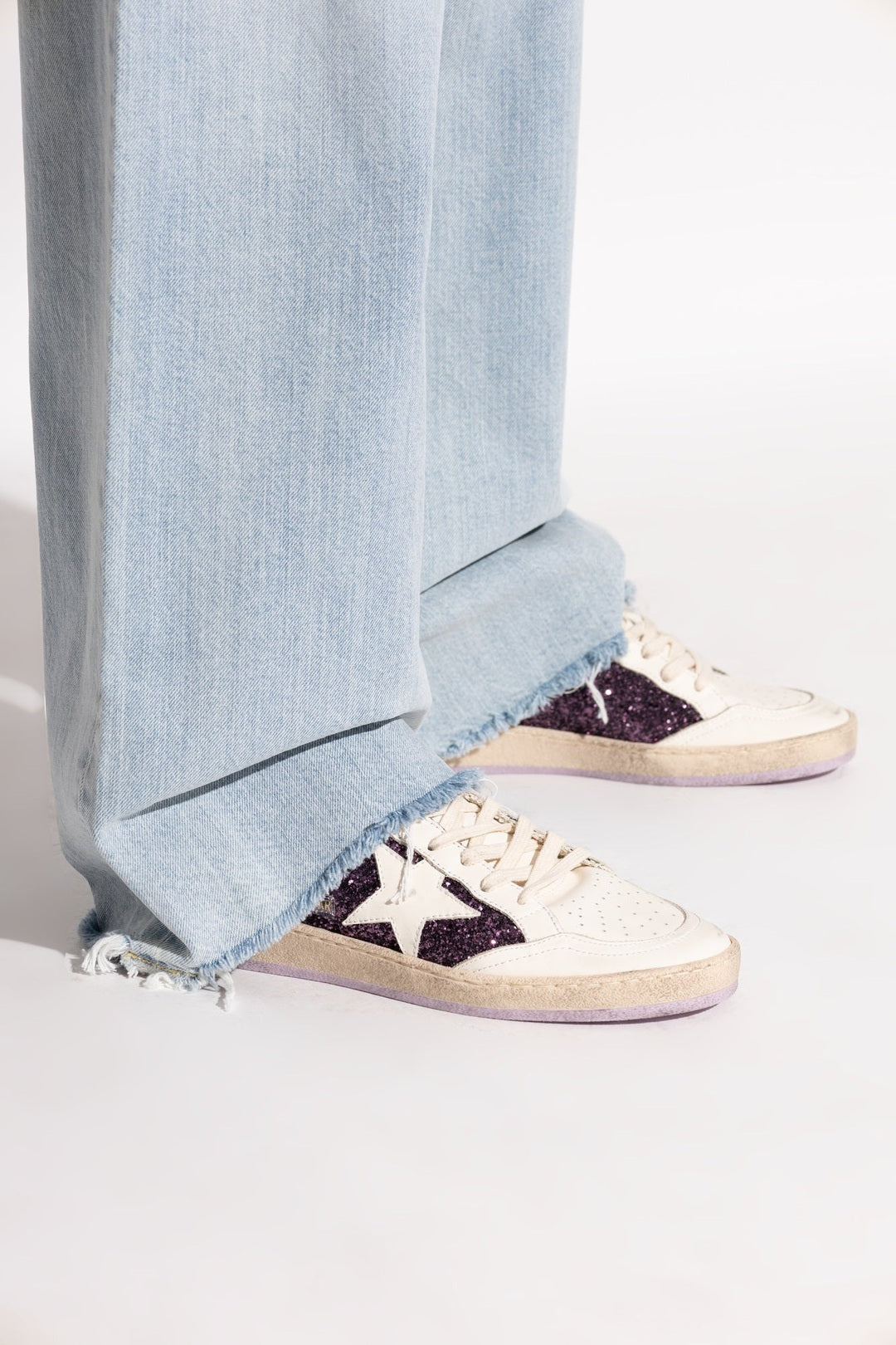 Tenis Golden Goose Ballstar Glitter Leather Star Mujer GOLDEN GOOSE TENIS Malva CO