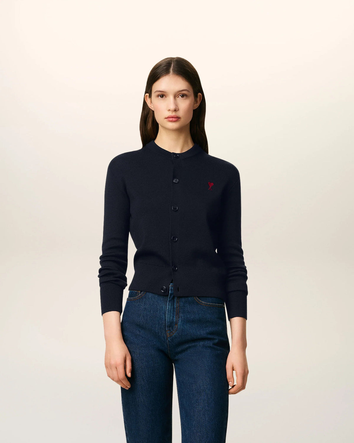 Cardigan Crewneck With Contrasted Ami De Coeur SWEATERS Malva CO
