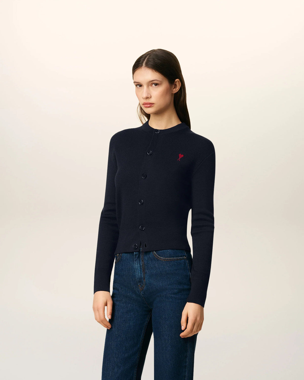 Cardigan Crewneck With Contrasted Ami De Coeur SWEATERS Malva CO