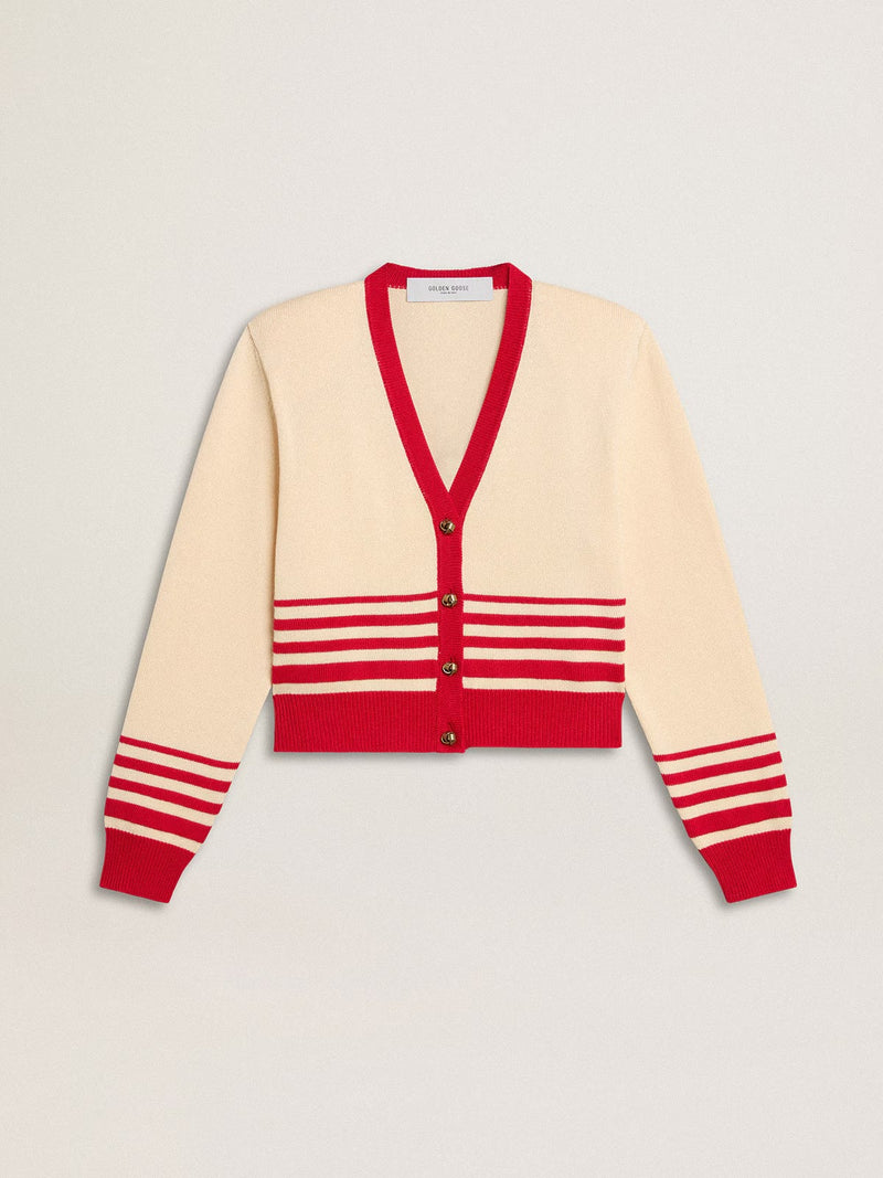 Journey W Knit Cropped Cardigan Striped