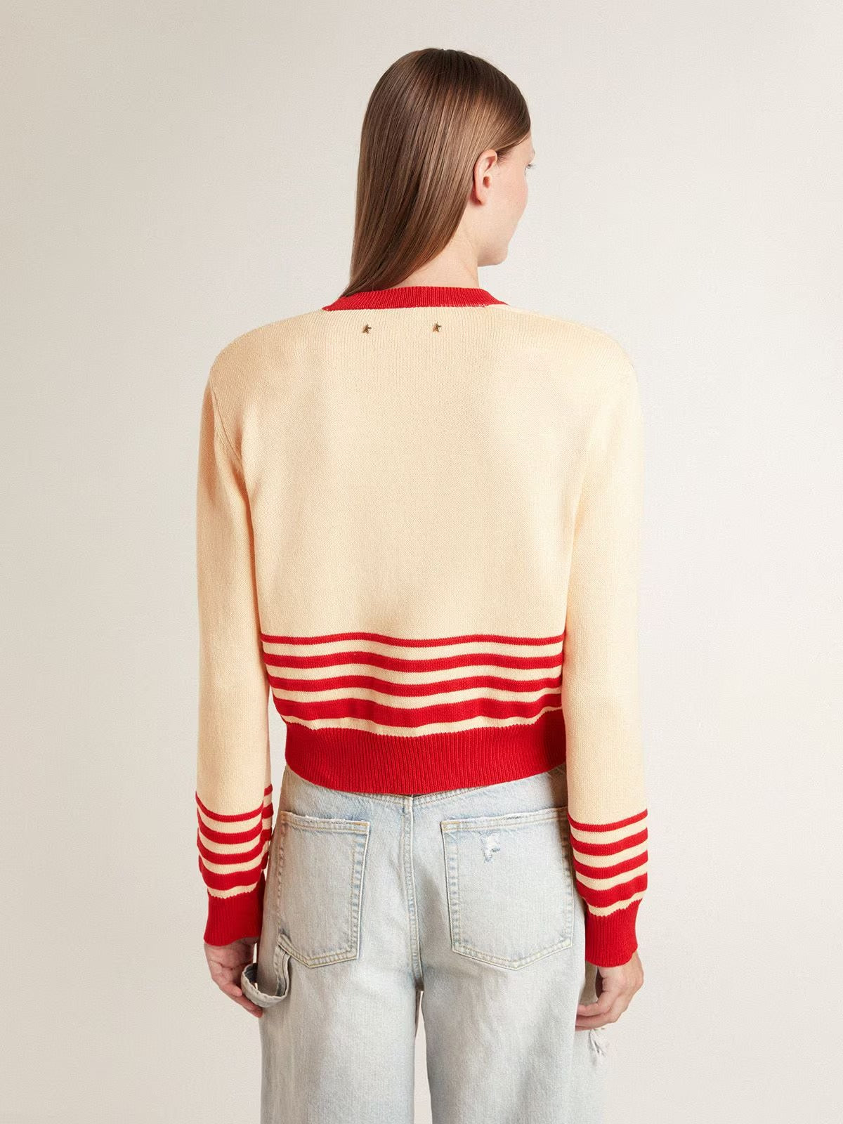 Journey W Knit Cropped Cardigan Striped