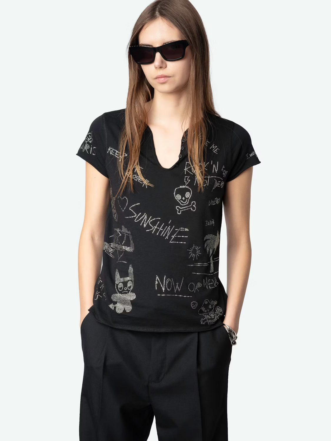 T-Shirt Tunisien Multi Strass ZADIG ET VOLTAIRE T-SHIRT Malva CO