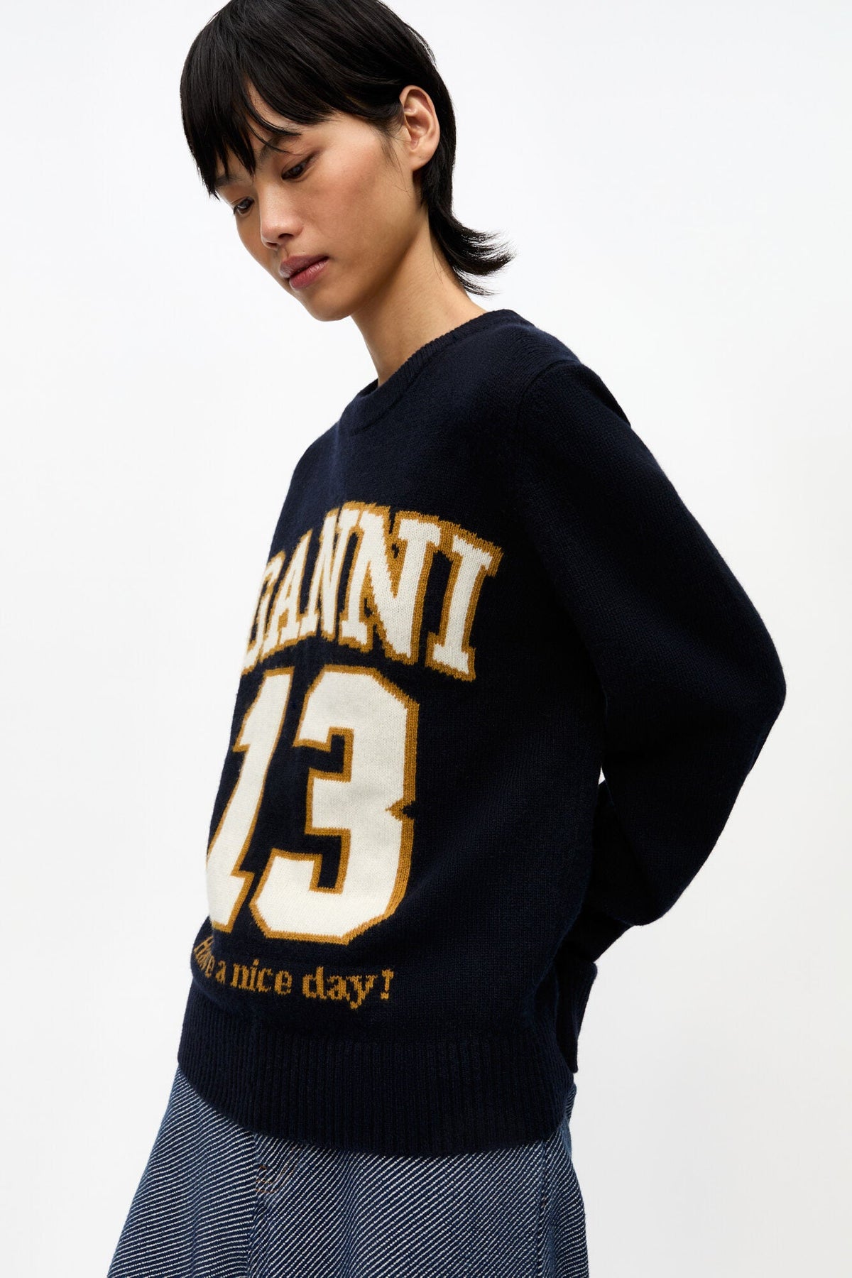 Jersey Graphic Wool Mix Baseball GANNI JERSEY Malva CO