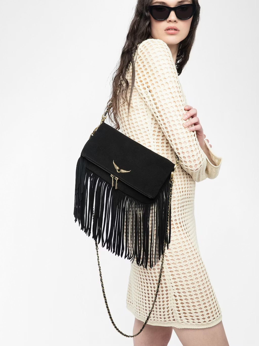 Bolso Rock Suede Fringes ZADIG ET VOLTAIRE BOLSOS Y CARTERAS Malva CO