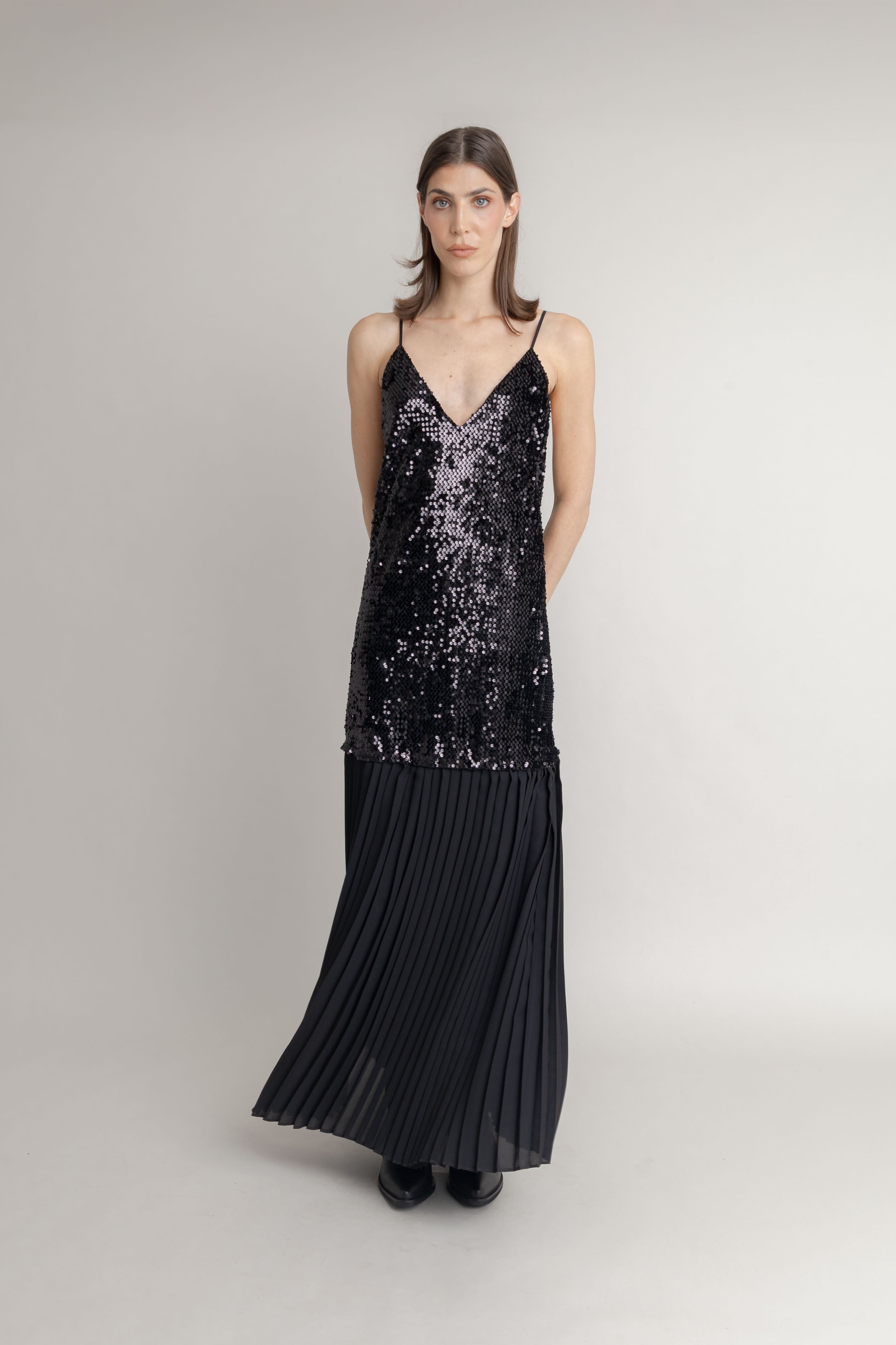 Maxi Vestido Largo Plisado COMMON AREA MAXI VESTIDOS Malva CO