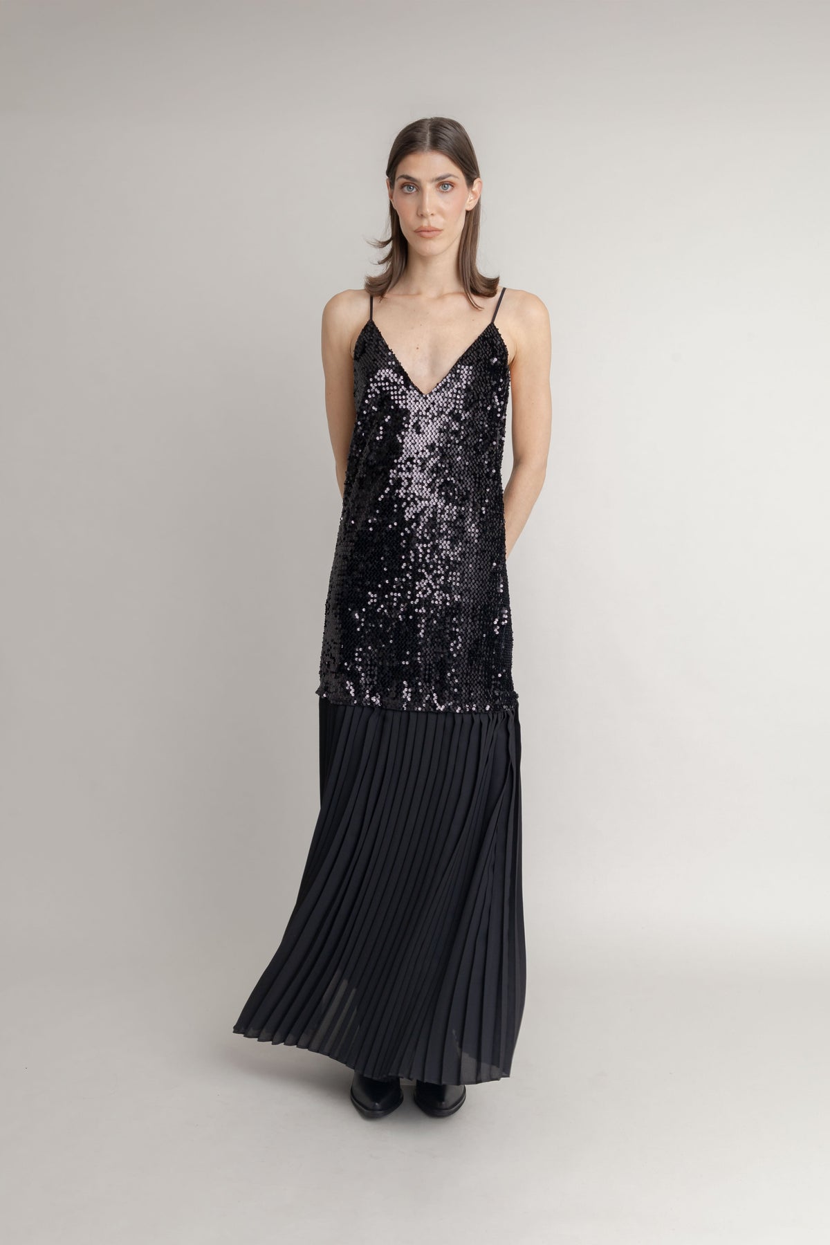 Maxi Vestido Largo Plisado COMMON AREA MAXI VESTIDOS Malva CO