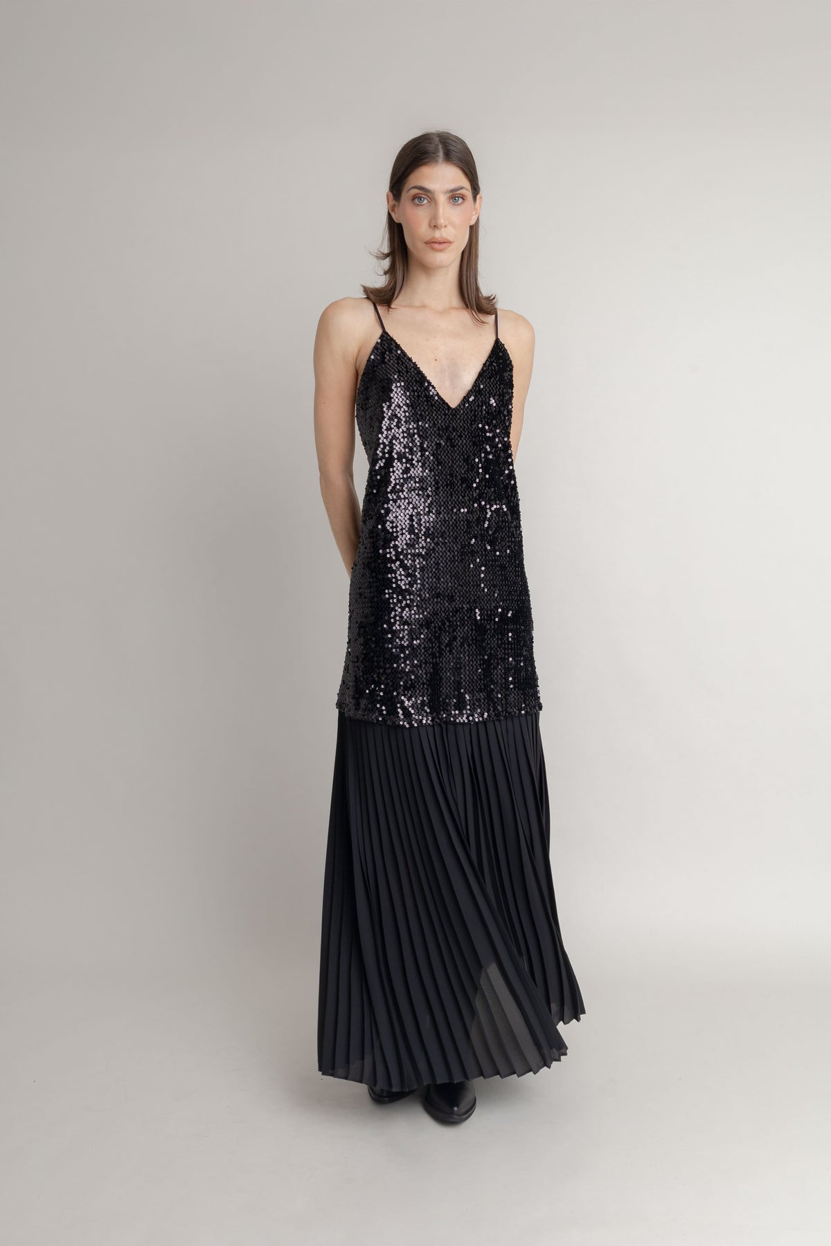 Maxi Vestido Largo Plisado COMMON AREA MAXI VESTIDOS Malva CO