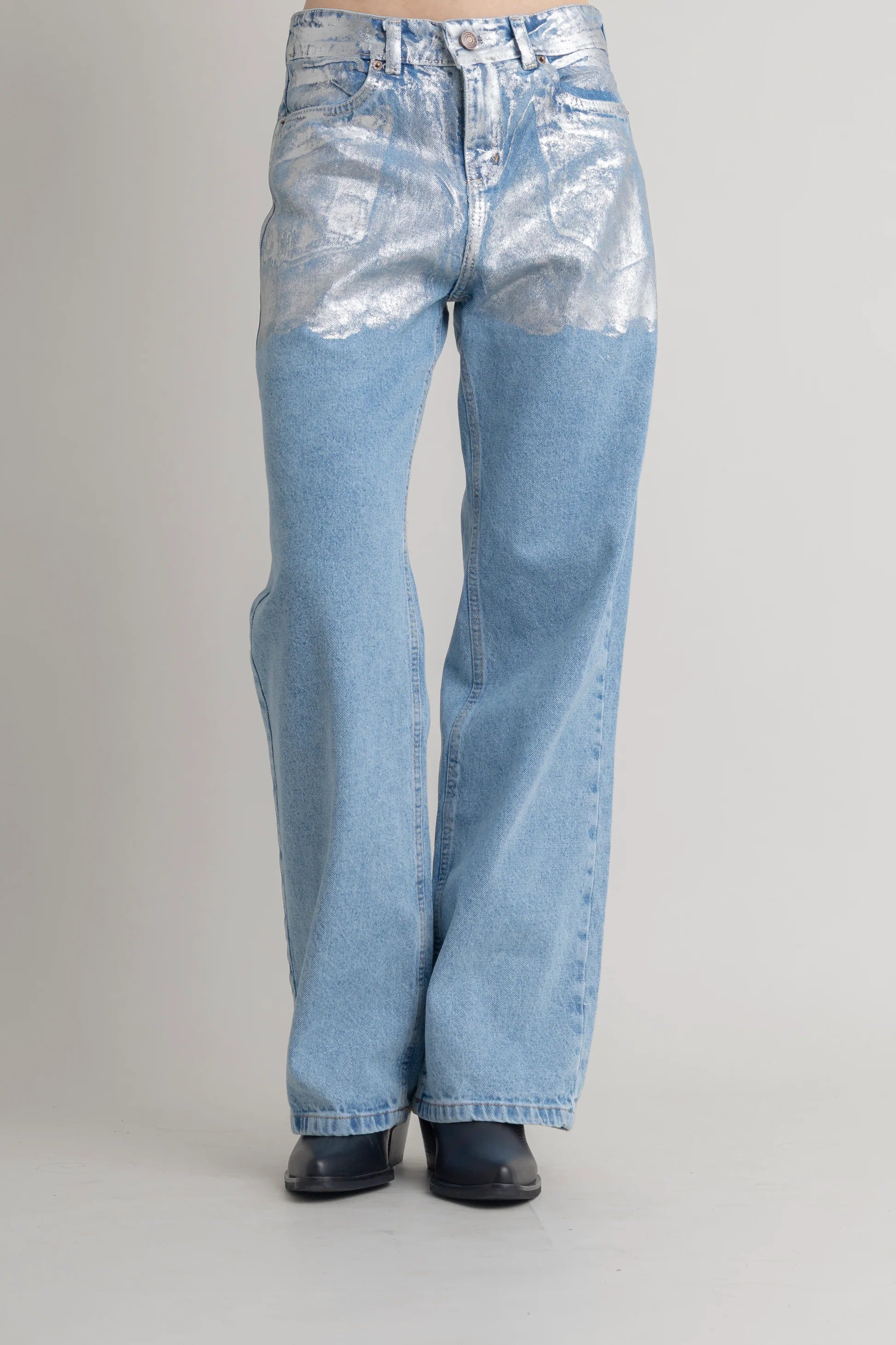 Jean Con Foil Plateado