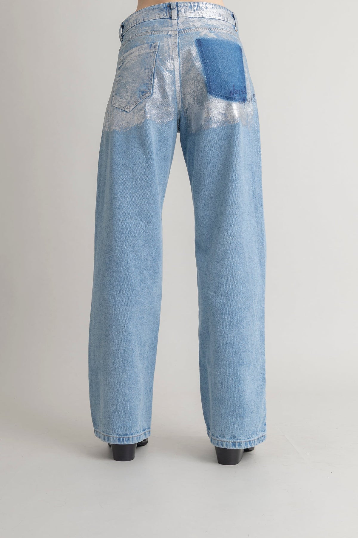 Jean Con Foil Plateado