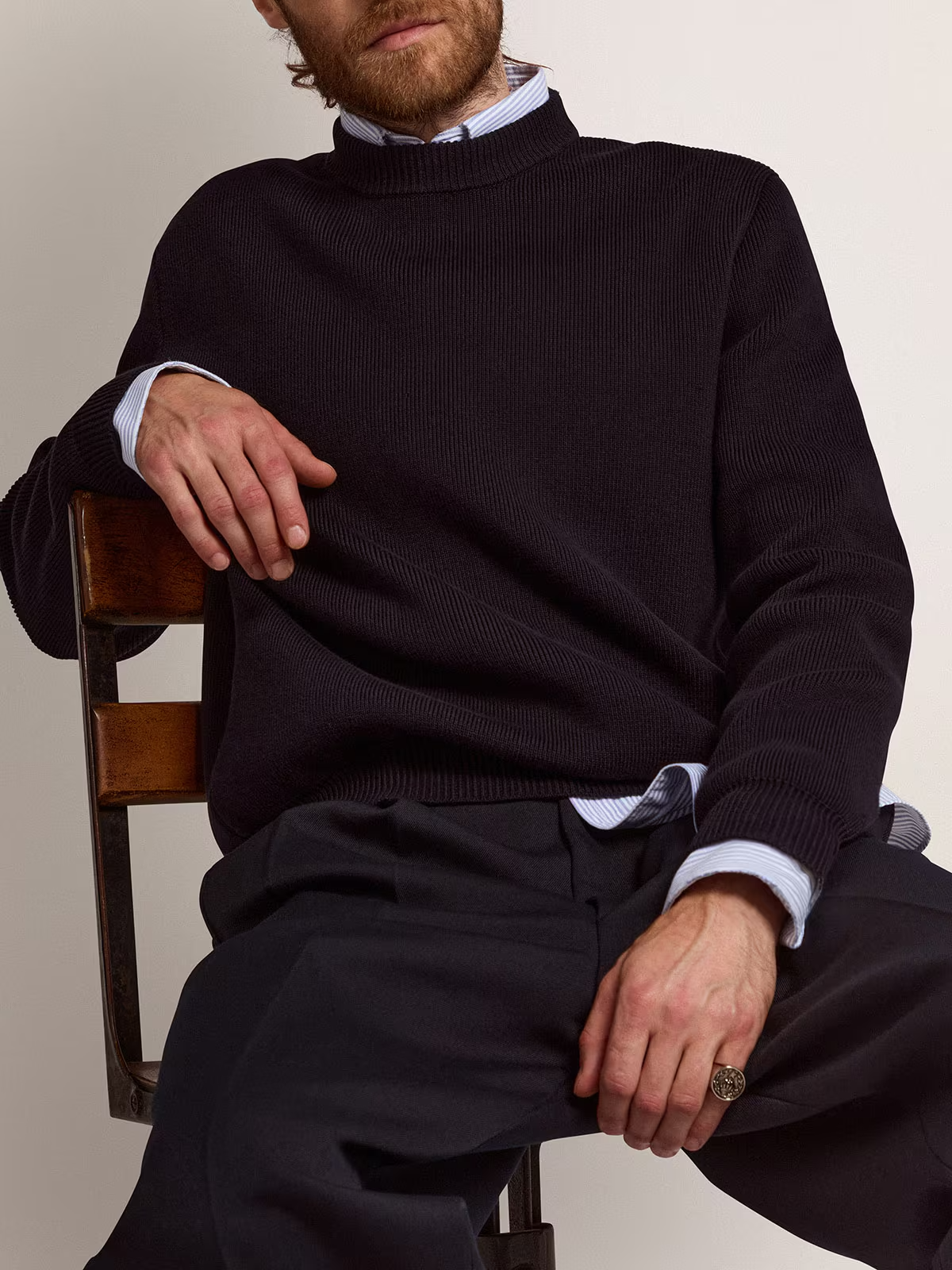 Sweater Golden Knit Crew Neck With Logoyarn GOLDEN GOOSE SWEATERS Malva CO