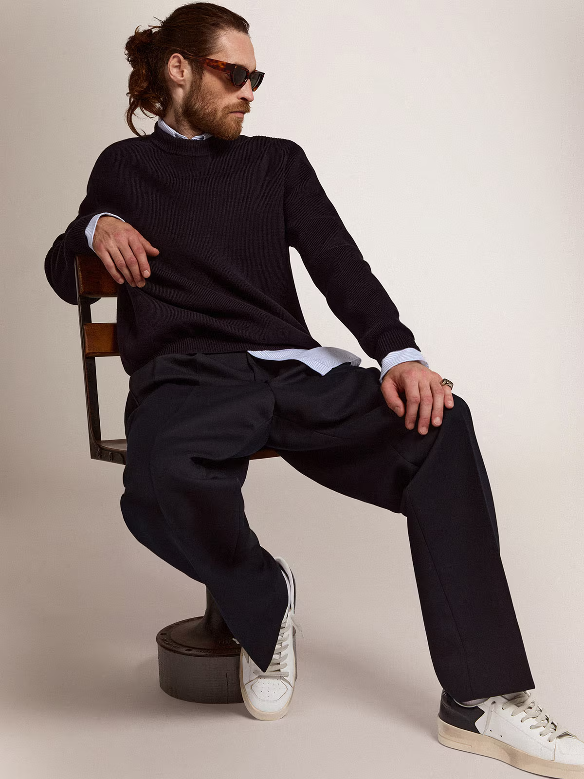 Sweater Golden Knit Crew Neck With Logoyarn GOLDEN GOOSE SWEATERS Malva CO