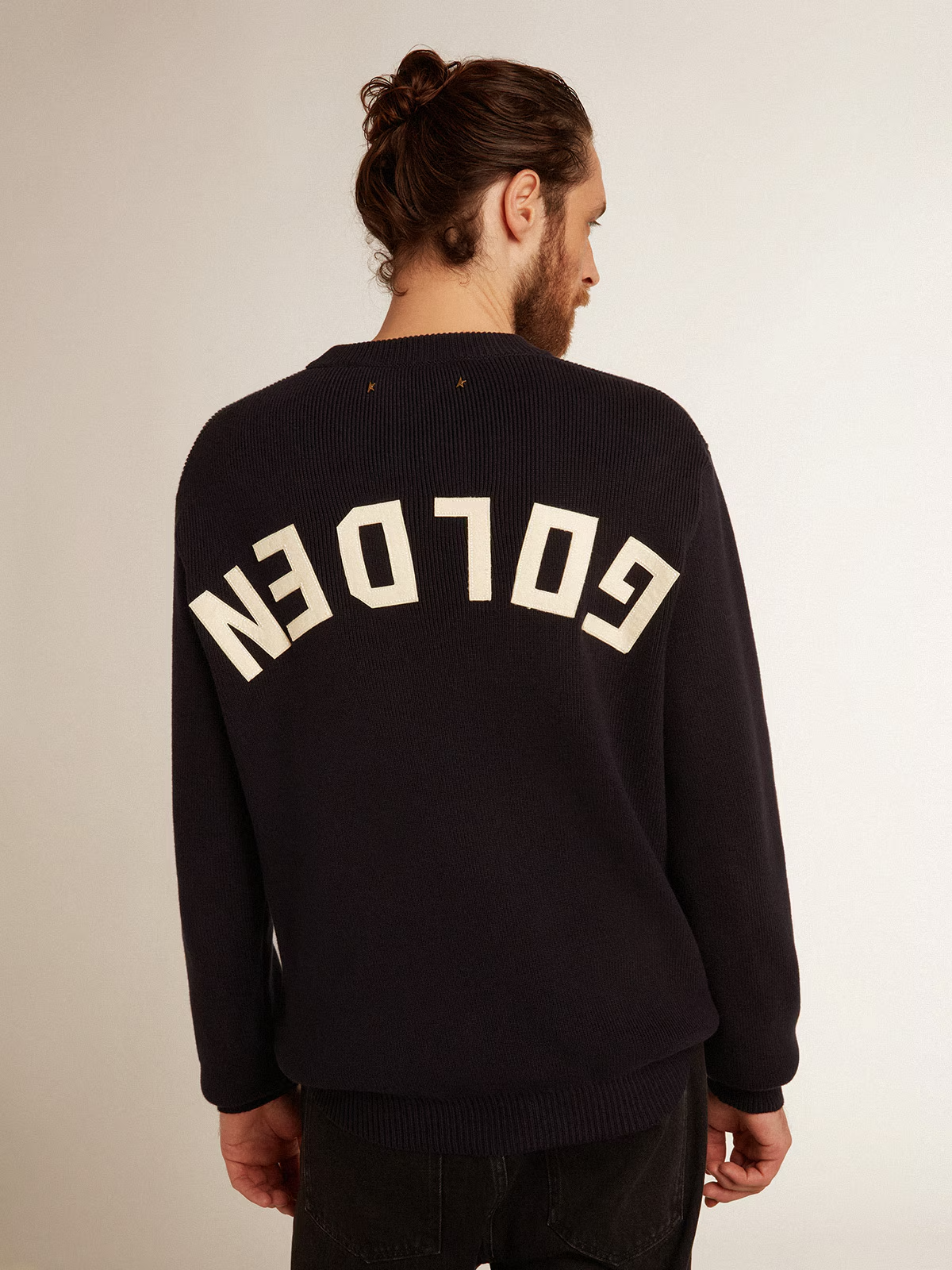 Sweater Golden Knit Crew Neck With Logoyarn GOLDEN GOOSE SWEATERS Malva CO