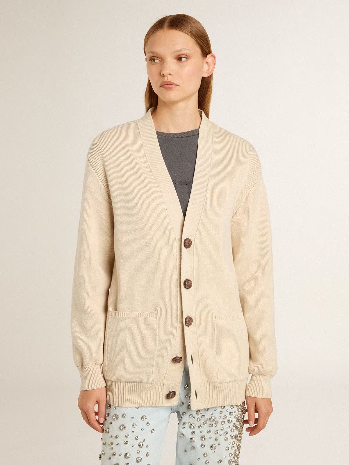 Cardigan Golden Knit With Logo GOLDEN GOOSE CARDIGAN Malva CO