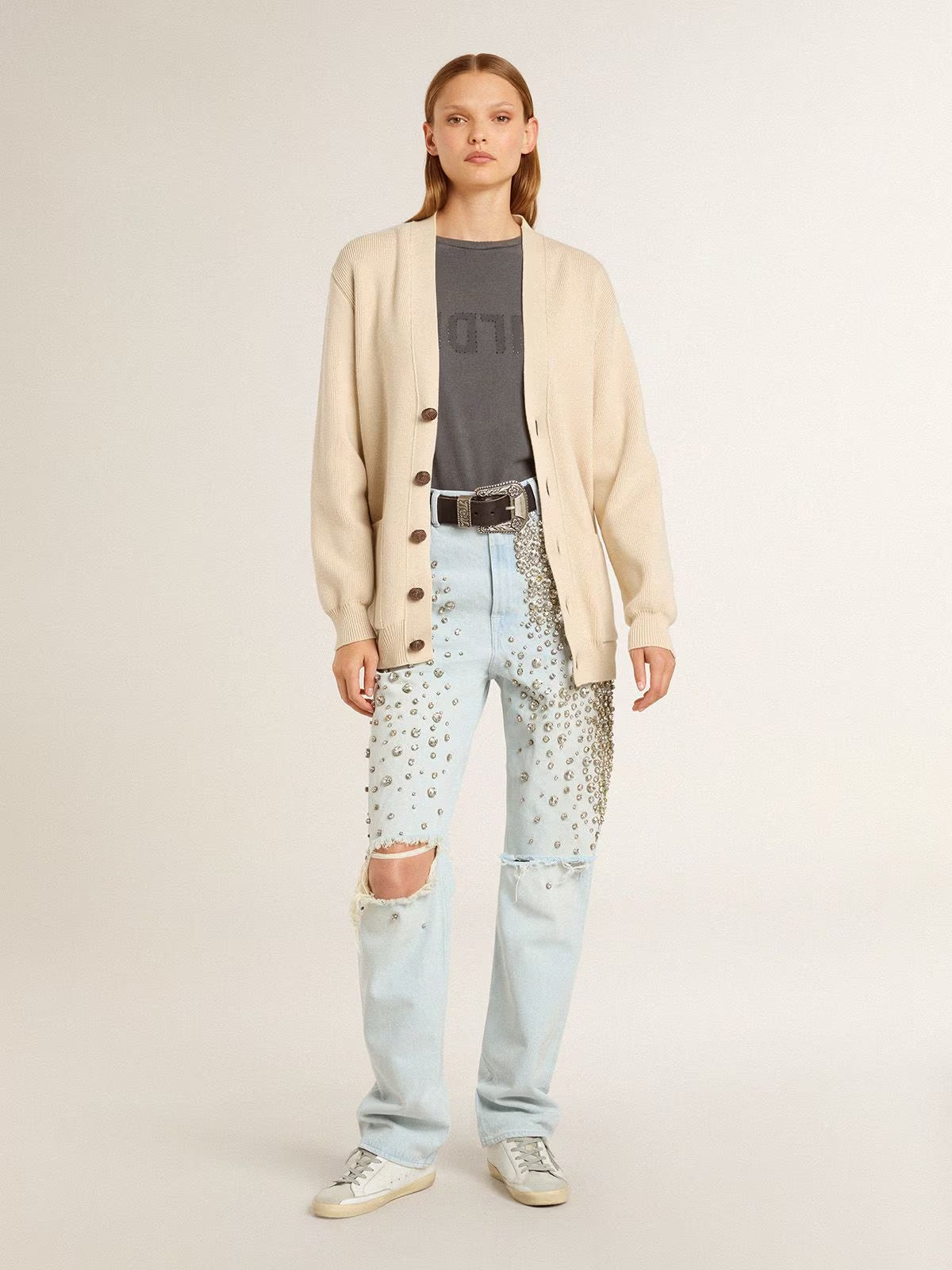 Cardigan Golden Knit With Logo GOLDEN GOOSE CARDIGAN Malva CO