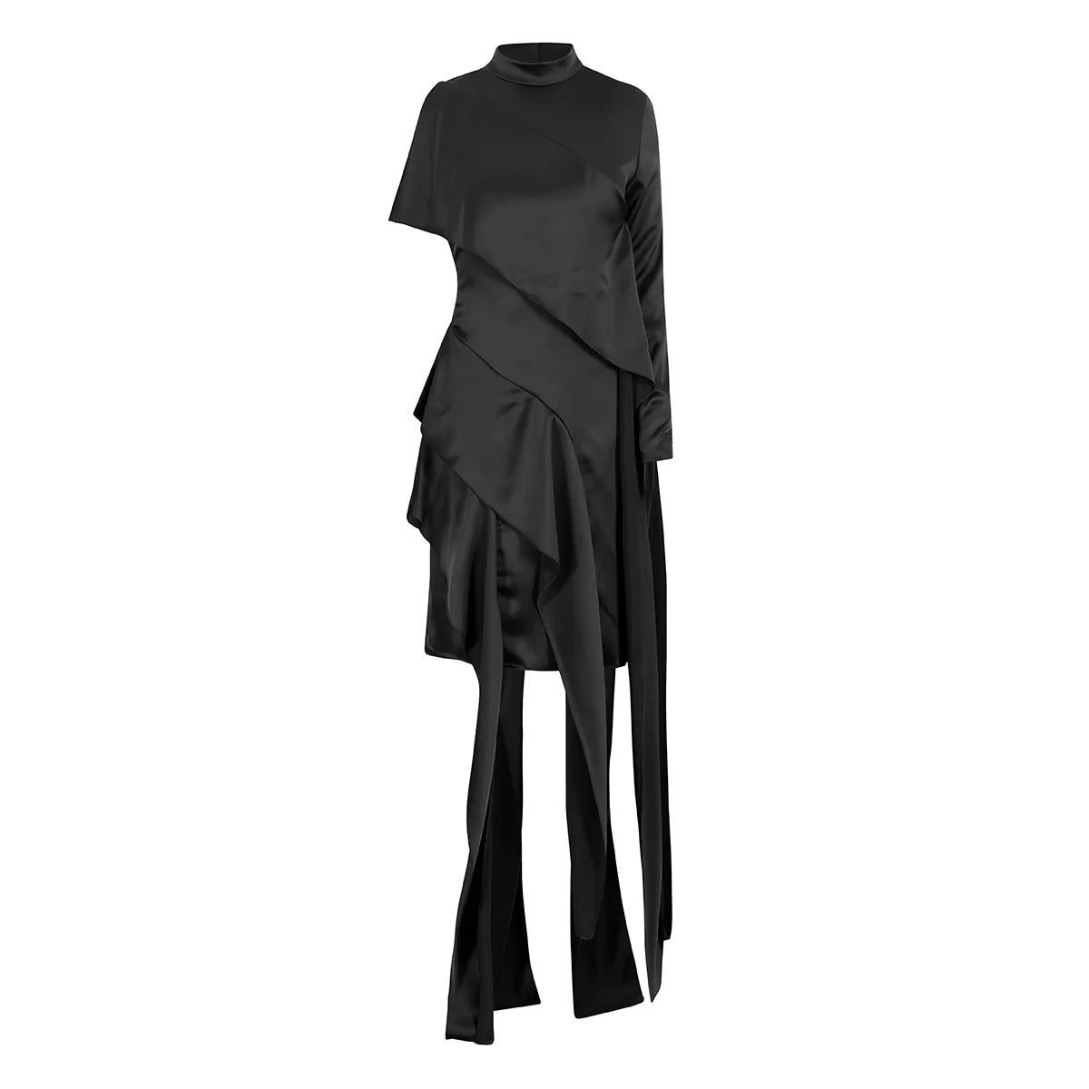 Midi Vestido Printed Volant
