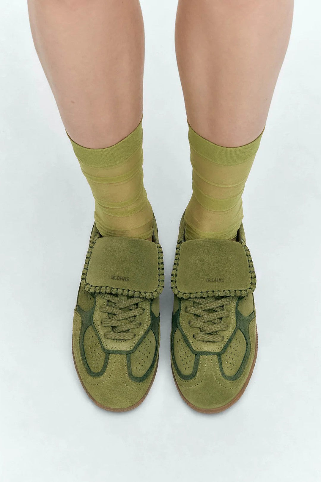 Tenis Alohas De Mujer Tb.490 Club Suede Green Leather TENIS Malva CO