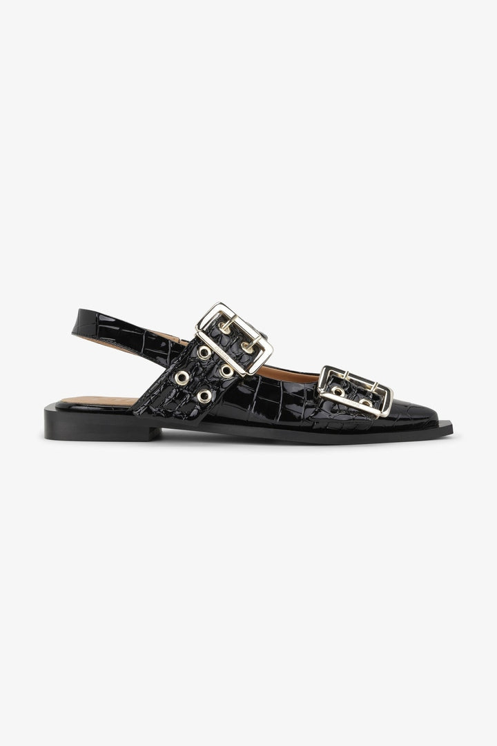 Baleta Feminine Buckle Patent Croco GANNI BALLERINAS Malva CO
