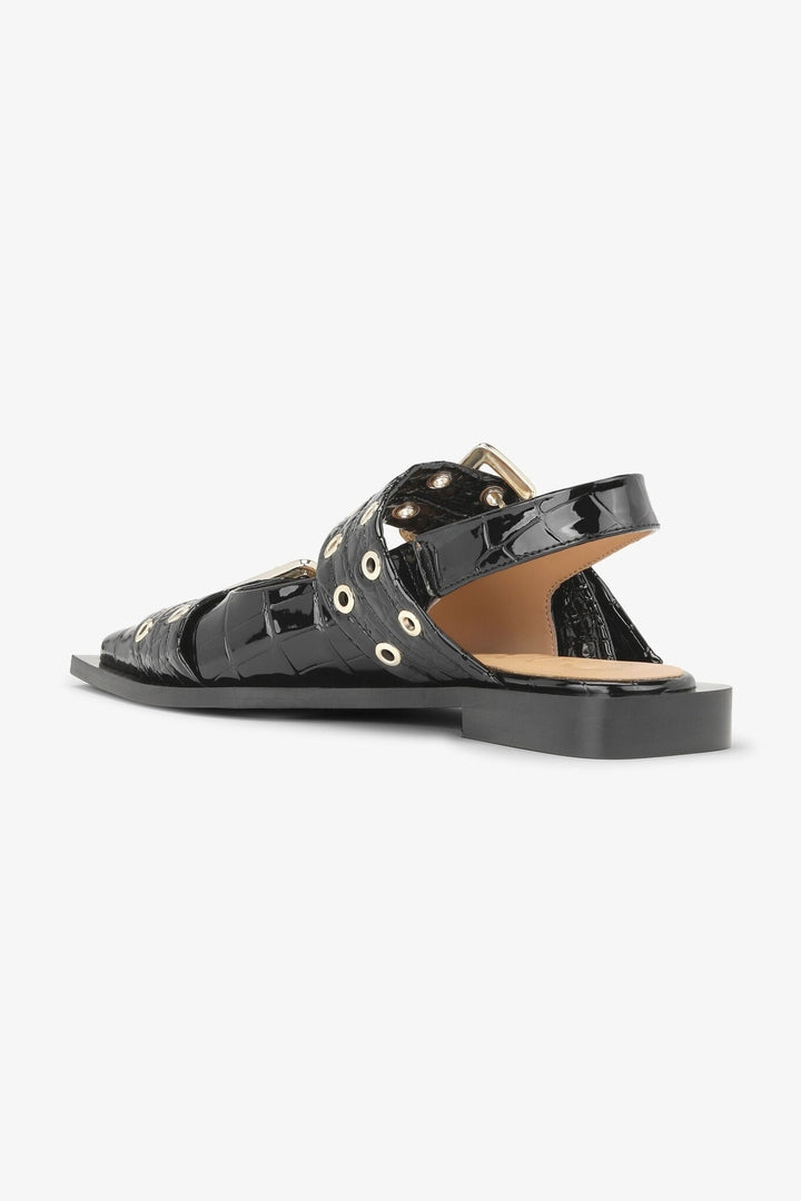Baleta Feminine Buckle Patent Croco GANNI BALLERINAS Malva CO