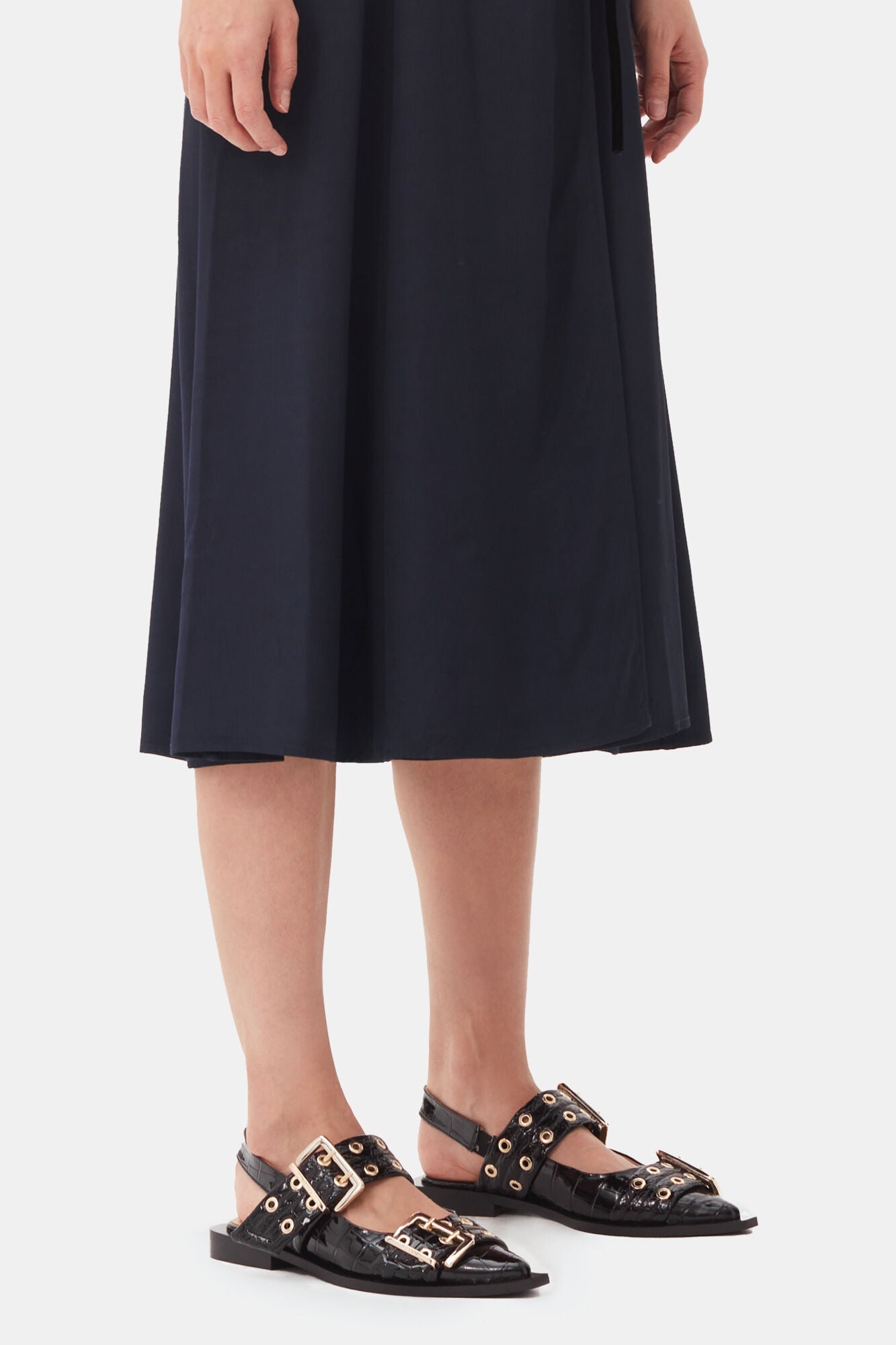 Baleta Feminine Buckle Patent Croco GANNI BALLERINAS Malva CO