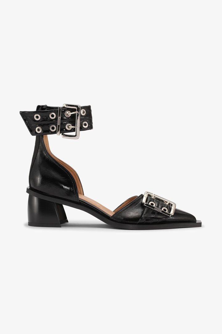 Tacón Feminine Buckle Open Cut Pump Naplack GANNI TACONES Malva CO