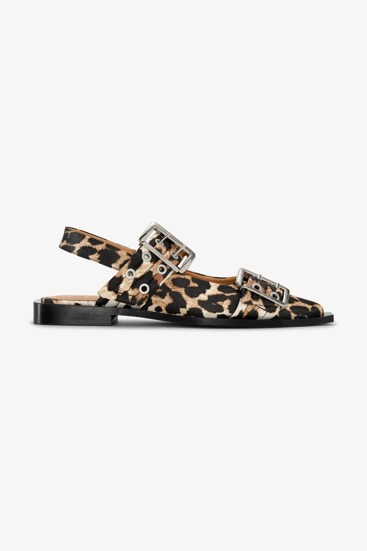 Ballerina Feminine Buckle Ballerina Satin Print GANNI BALLERINAS Malva CO