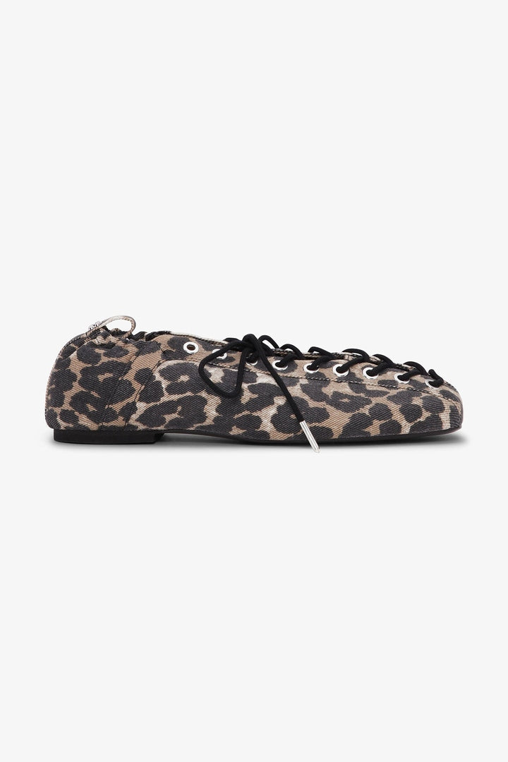Ballerina Denim Print Lace Up GANNI BALLERINAS Malva CO