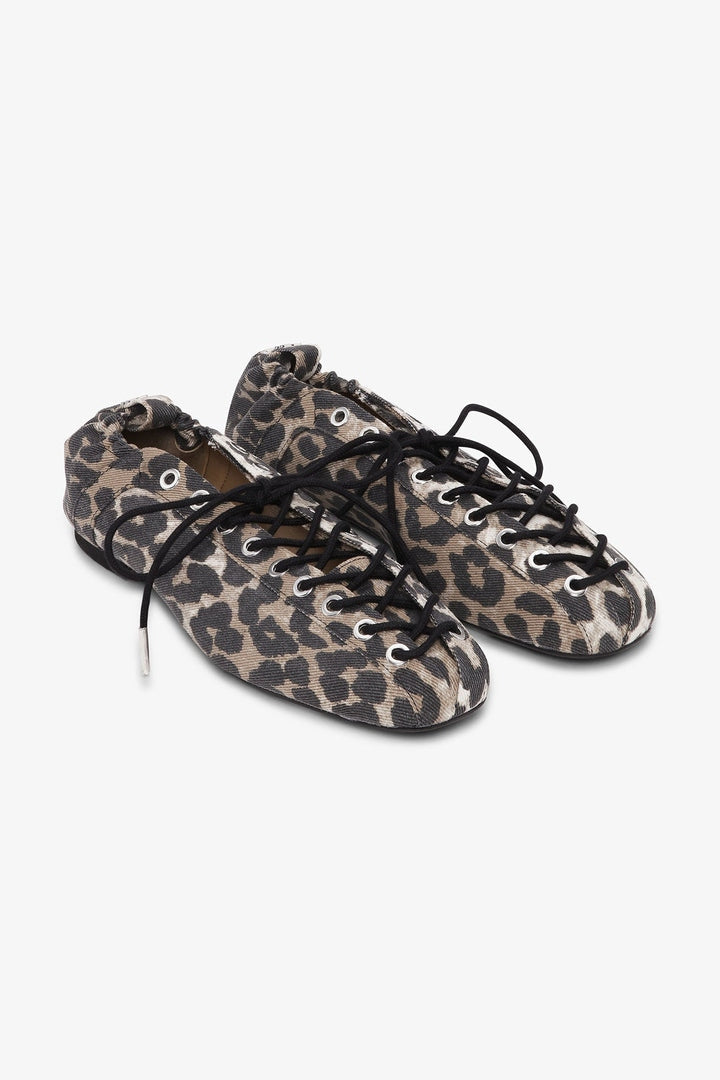 Ballerina Denim Print Lace Up GANNI BALLERINAS Malva CO