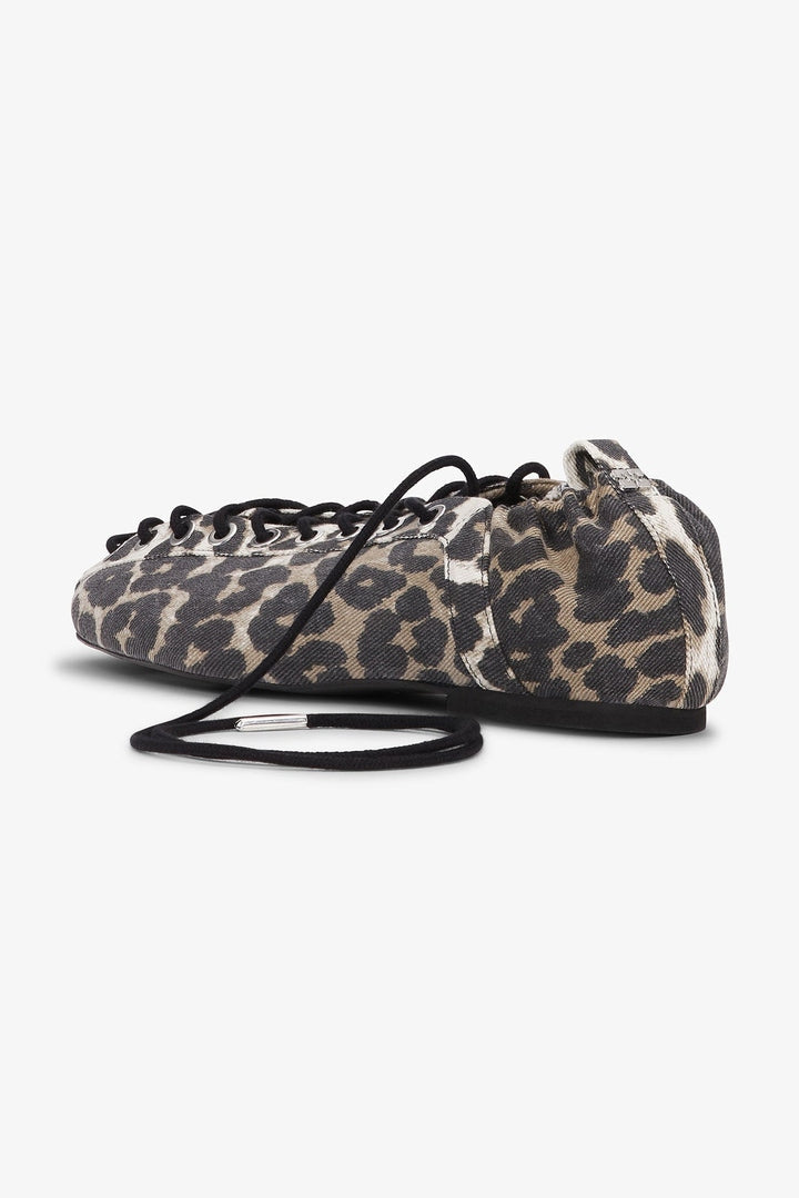 Ballerina Denim Print Lace Up GANNI BALLERINAS Malva CO