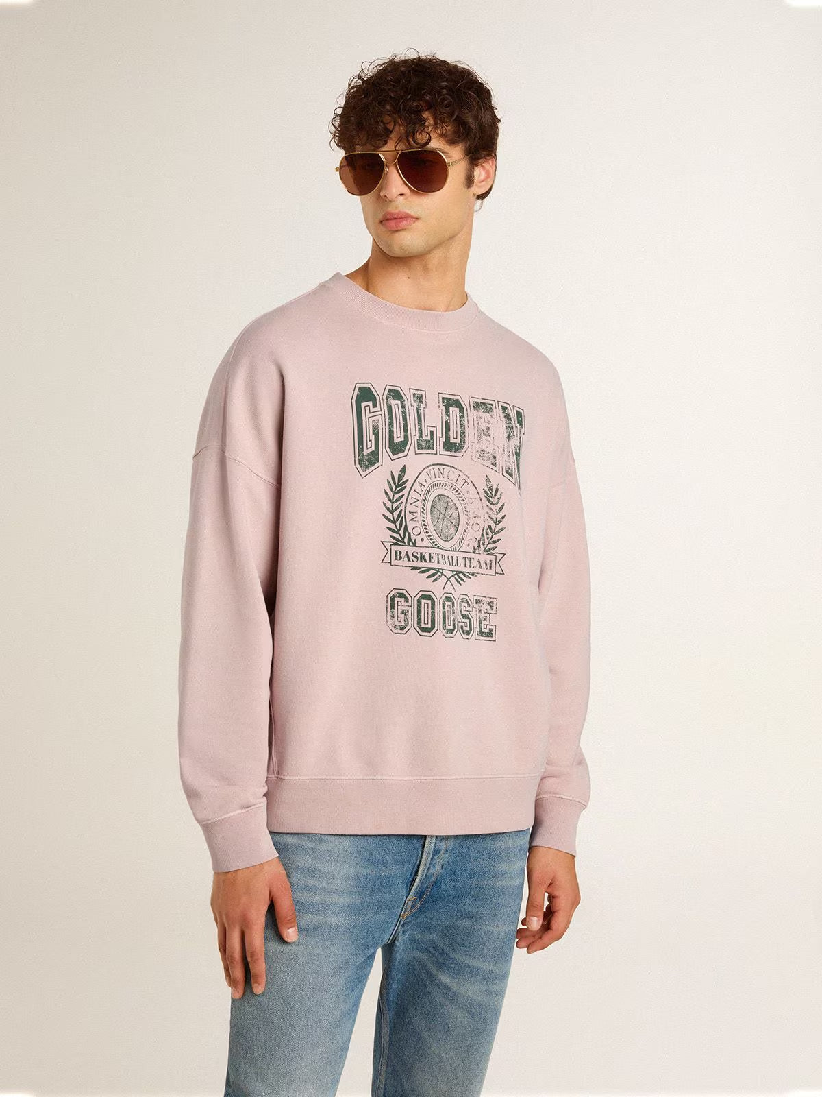 Jersey Crew Neck Vintage College Print GOLDEN GOOSE JERSEY Malva CO