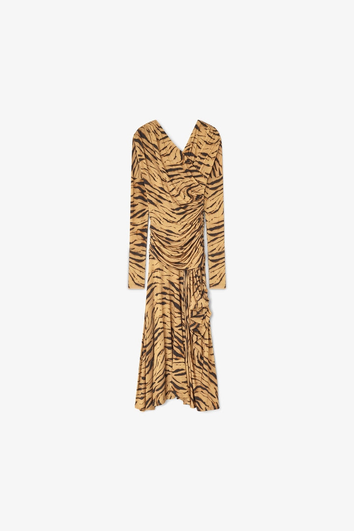 Midi Vestido Printed Shiny Jersey Ruched MIDI VESTIDOS Malva CO