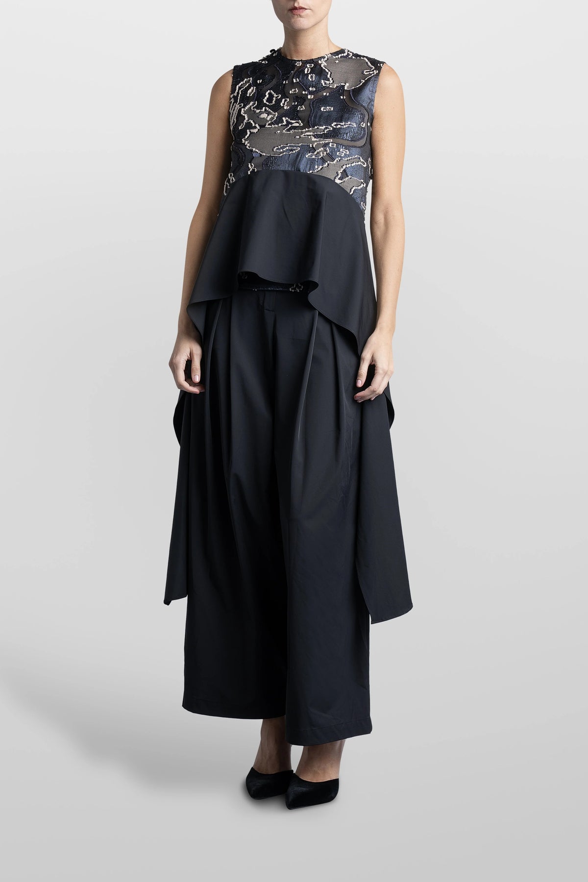 Top De Volantes Asimétrico De Jacquard
