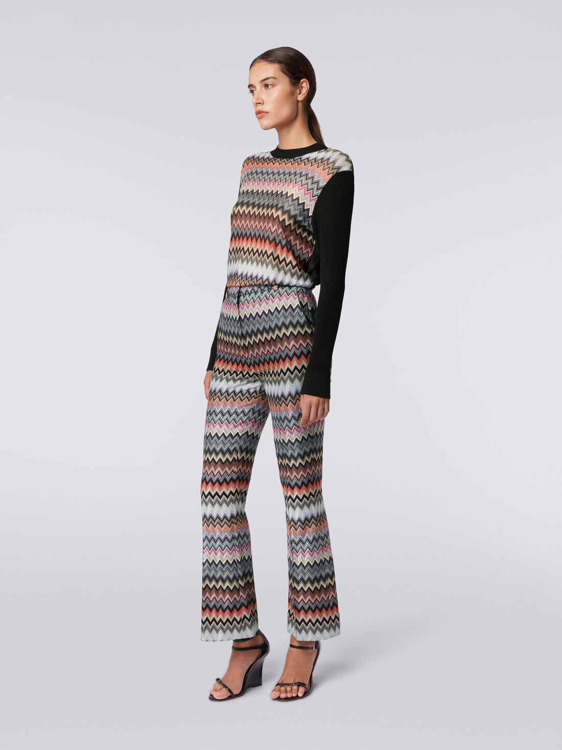 Pantalon Cropped De Algodón Y Viscosa Zigzag