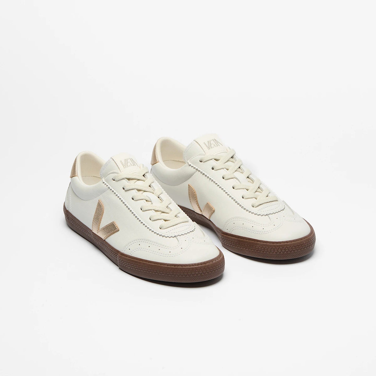 Tenis Veja De Mujer Volley Leather White Platine Bark